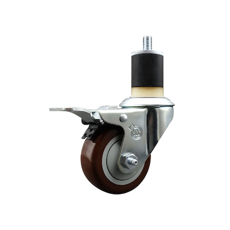 Service Caster 3'' Maroon Poly Swivel 1-7/8'' Expanding Stem Caster Total Lock Brake SCC-EXTTL20S314-PPUB-MRN-178